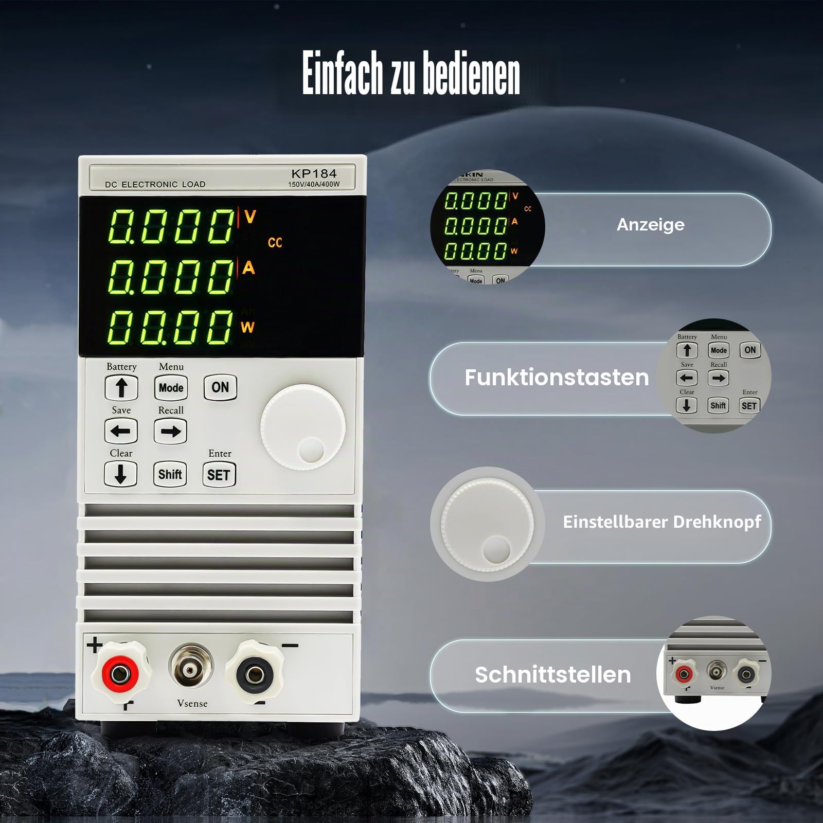 Ein-Kanal Elektronische Last DC, Kapazitäts- Und Induktivitätsprüfer, 400W 40A - CC/CV/CW/CR Batterietest Lastgerät, Für Die Prüfung Von LED-Beleuchtung, Netzteilen, Ladegeräten Und Akkus
