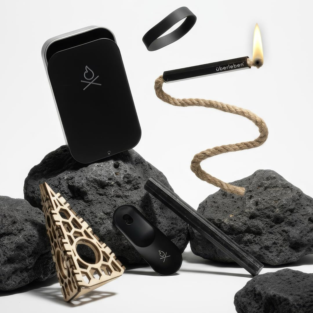 FIREKIT Survival Fire Starter Kit - All-in-One Fire Starting Kit w/Ferro Rod, Striker, Tinder Wick & Bellow, & Dry Kindling for Camping