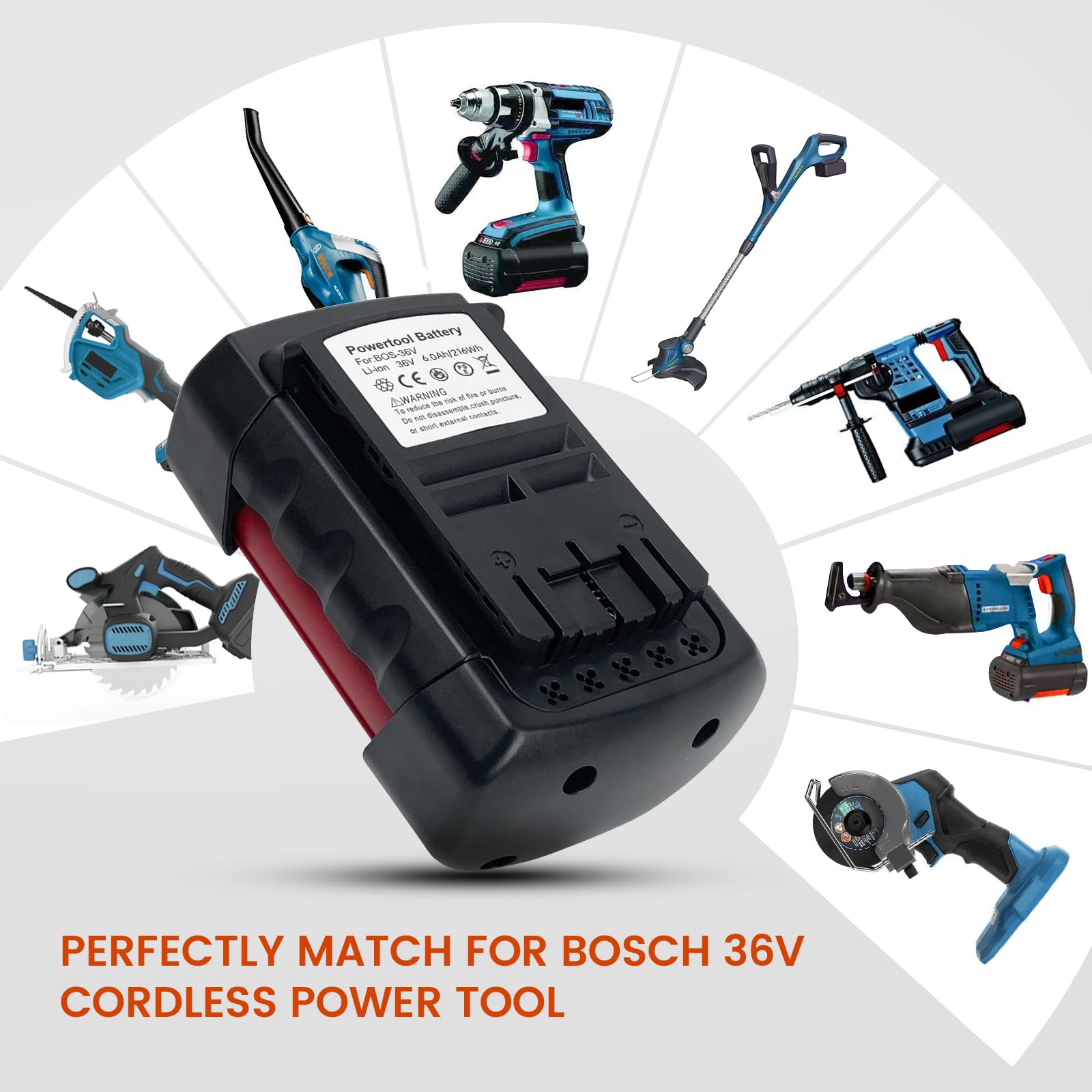 36 V 6,0 Ah BOS36A zamiennik baterii litowej kompatybilny z akumulatorem Bosch 36V pasuje do Bosch 36V BAT810 BAT836 BAT840 BAT840D GBH36VF-Li GKS36V-LI GSA36V-LI GSB36V-Li akumulatorowe