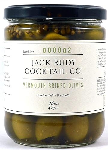 Jack Rudy Cocktail Co Vermut Aceitunas verdes sin hueso marinadas