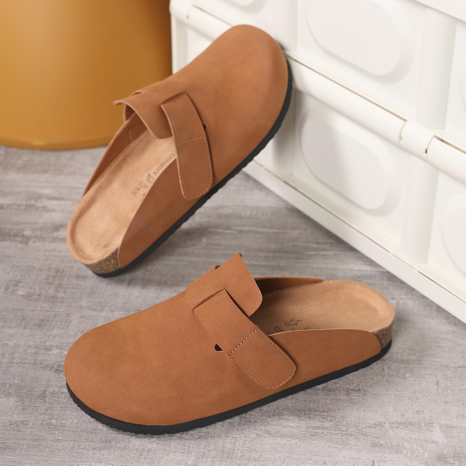 Mules et Sabots Femme Chaussons Cuir Fermé Sandales Confortable Pantoufles pour Intérieur et Extérieur EU36-41