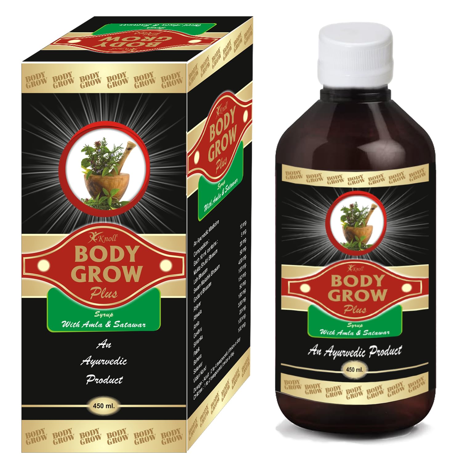 Knoll Healthcare Body Grow Plus Syrup For Muscle Mass Gain Weight Gainers And Weight Gain Muscle Building with Ashwagandha & Shilajeet (450ml) (B0CK5RBSDY) Amazon Price History, Amazon Price Tracker