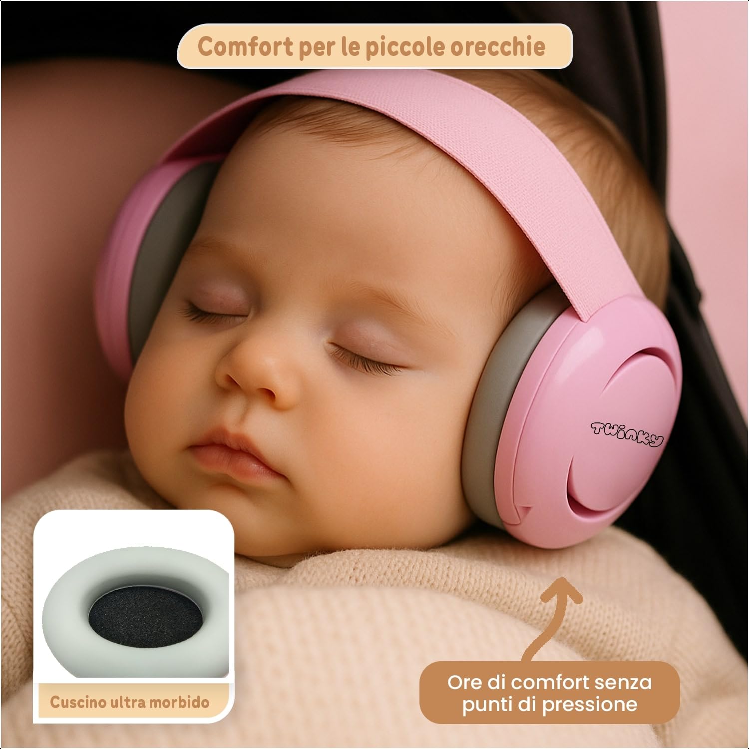Twinky Cuffie Antirumore per Neonati e Bambini 0–36 Mesi – Cuffie Protettive Regolabili e Confortevoli – Baby Ear Muffs per Protezione dell’Udito e Sonno Migliore
