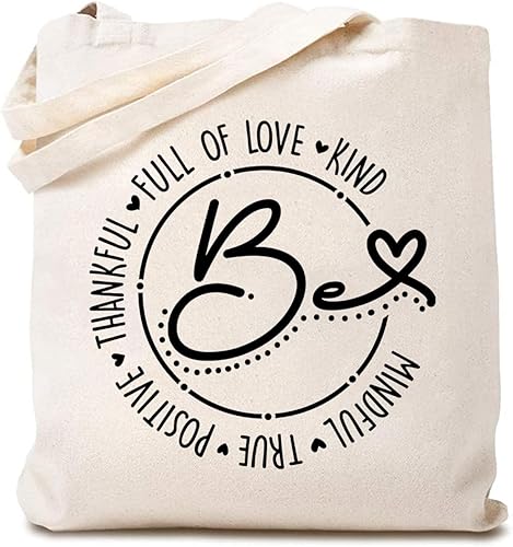 Miniatura 5 de TSIIUO Be Full of Love Kind Mindful True Positive Thankful - Bolsa de lona para mujer, inspiradora, reutilizable, bolsa de compras