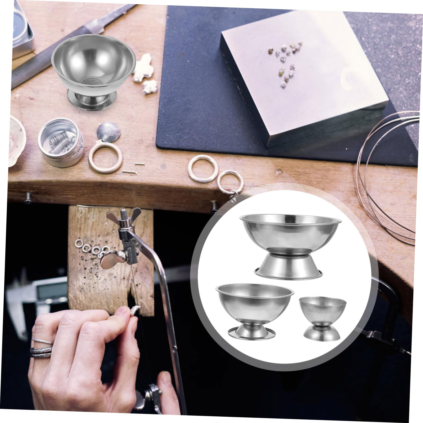 ARTIBETTER Alum Bowl Set 3pcs for Jewelry Casting Heat Resistant Easy to Clean Use