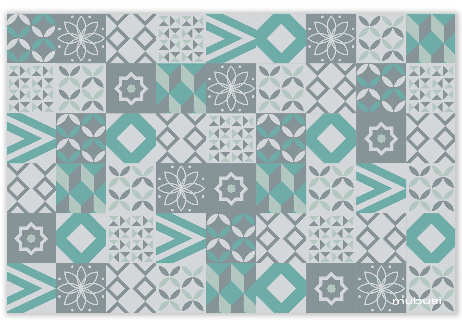 mubusi Alfombra Vinílica Cocina Salón - Varios Tamaños - (Hidráulica Évora Verde 40x60 cm)