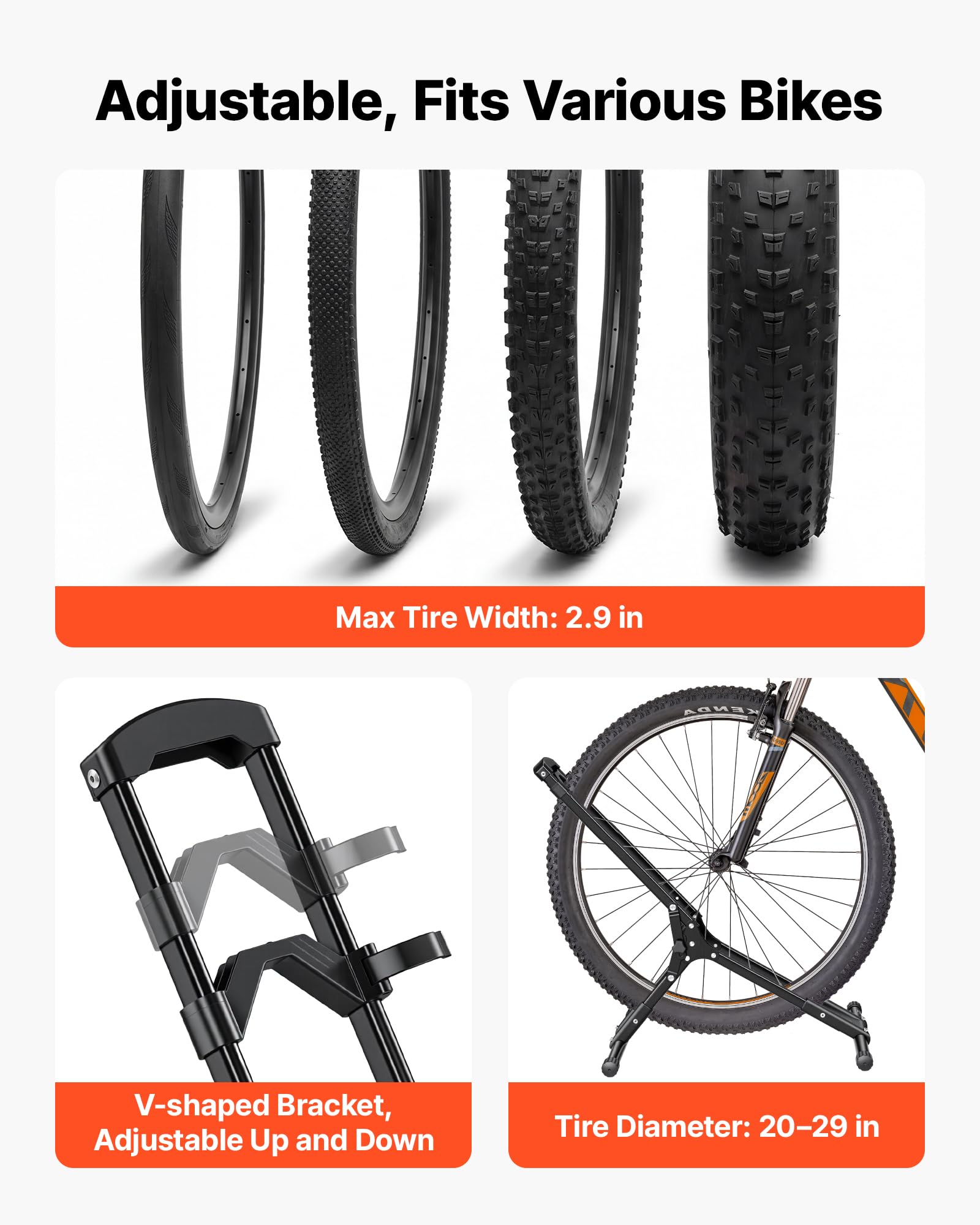 VEVOR Support de Vélo au Sol, Râtelier Vélo Pliable Autoportant, Lot de 2