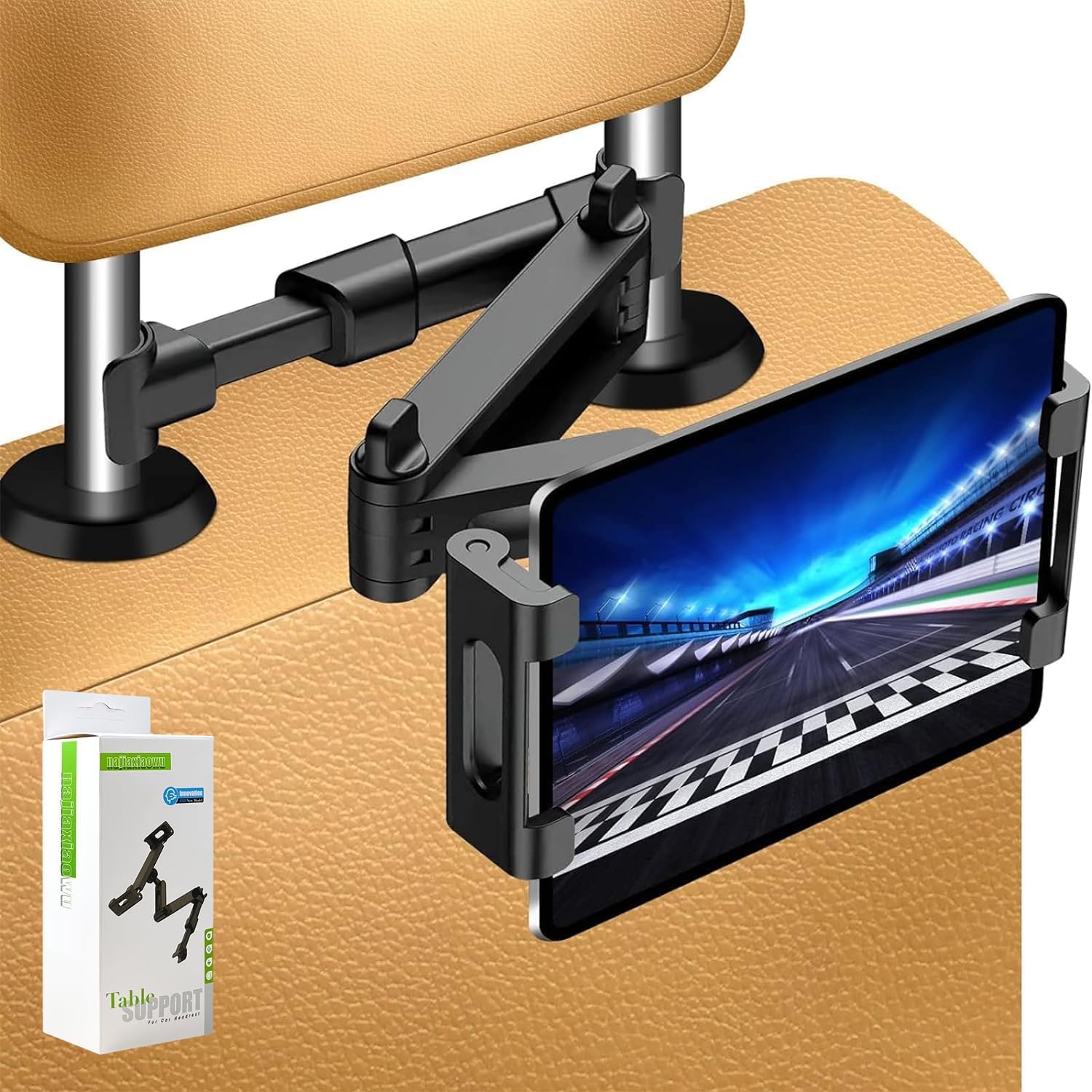 OHAS Tablet Holder for Car, Universal Compatible with 5.5-18.4 Inch Screens, Headrest Mount with 360° Rotating Adjustable Tripod Essentials, Black-picture-16