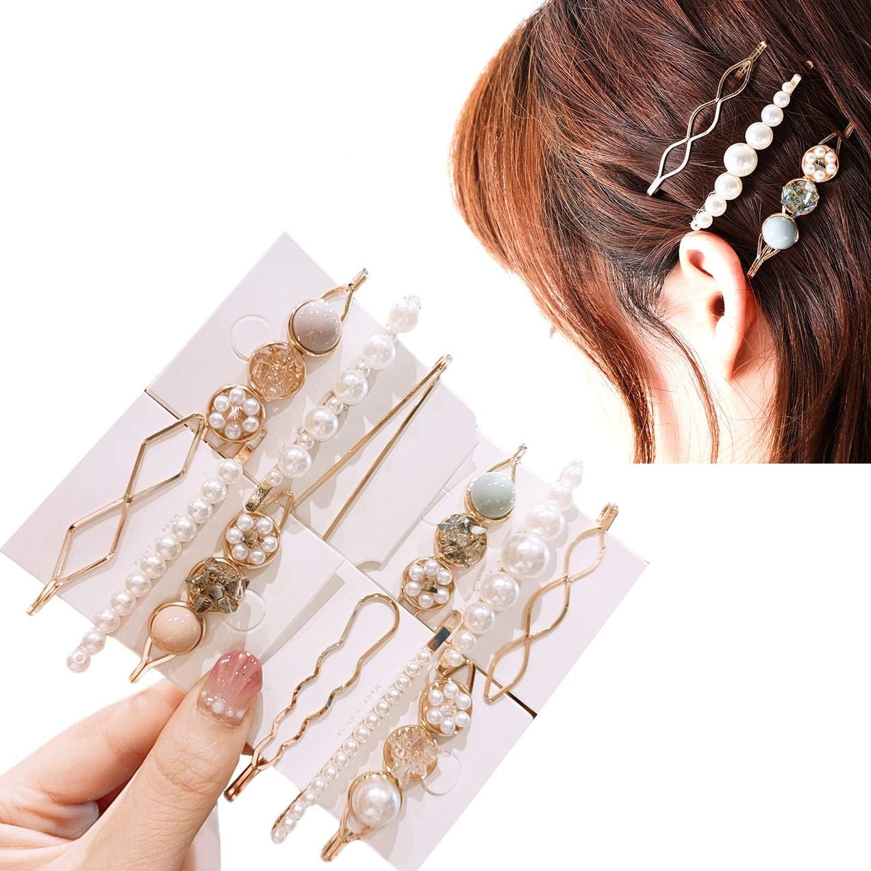 ヘアピン パールヘアピン ヘアクリップ パールバレッタ キラキラピン ヘアアクセサリー 髪留め 髪飾り 前髪 可愛い おしゃれ 普段使い 結婚式 卒業式 入学式 パーティ誕生日 記念日 女性 レディース Set 3点セット 白 青 紫 好評にて期間延長