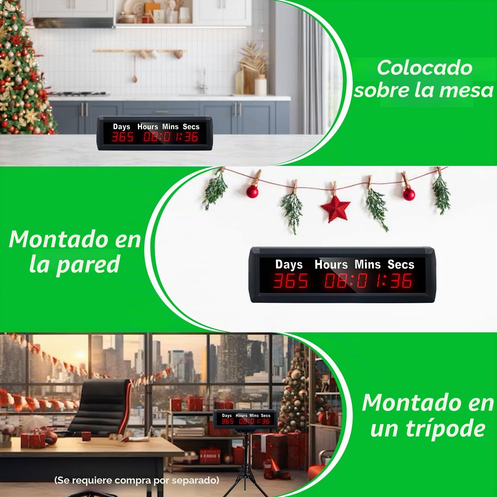 YZ Temporizador Digital Cuenta Regresiva de 999 días, Reloj Remoto 12/24 Horas en Tiempo Real, para Eventos, Pantalla Grande, Calendario
