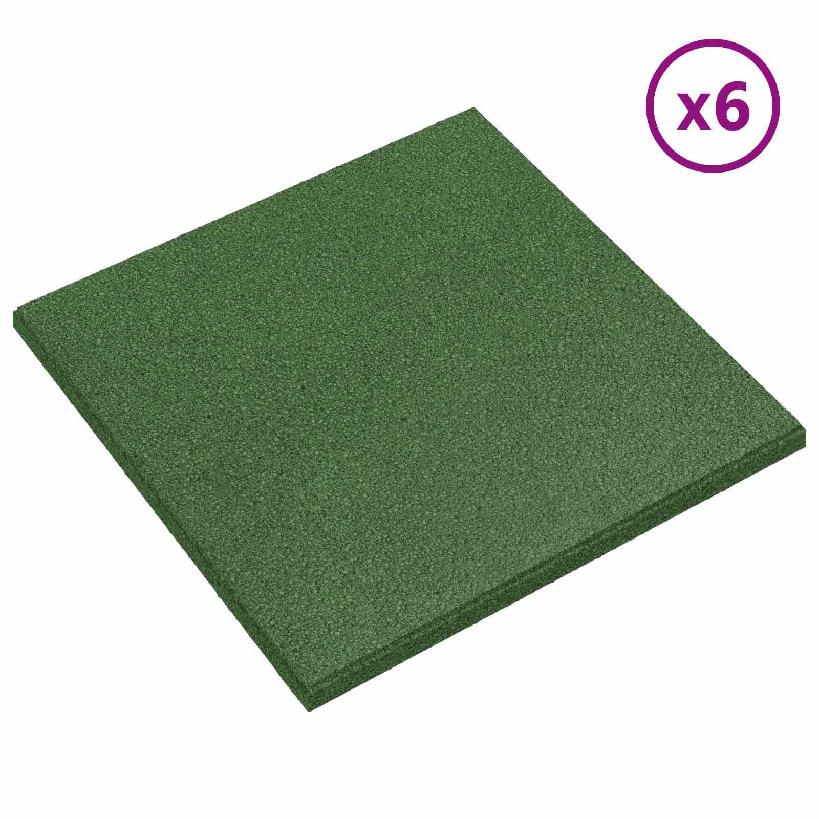 Fallschutzfliesen 6er Set Grün 50x50x3 cm Gummi Fallschutzmatte für Garten Spielplatz stoßdämpfende Bodenmatte Outdoor