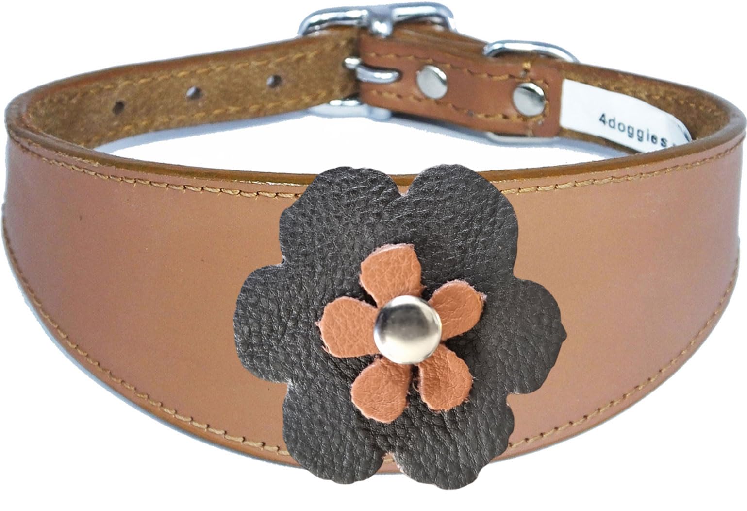 Sighthound Leather Collar with Padded Backing, Flower Design, for Whippet and Greyhound 1-3