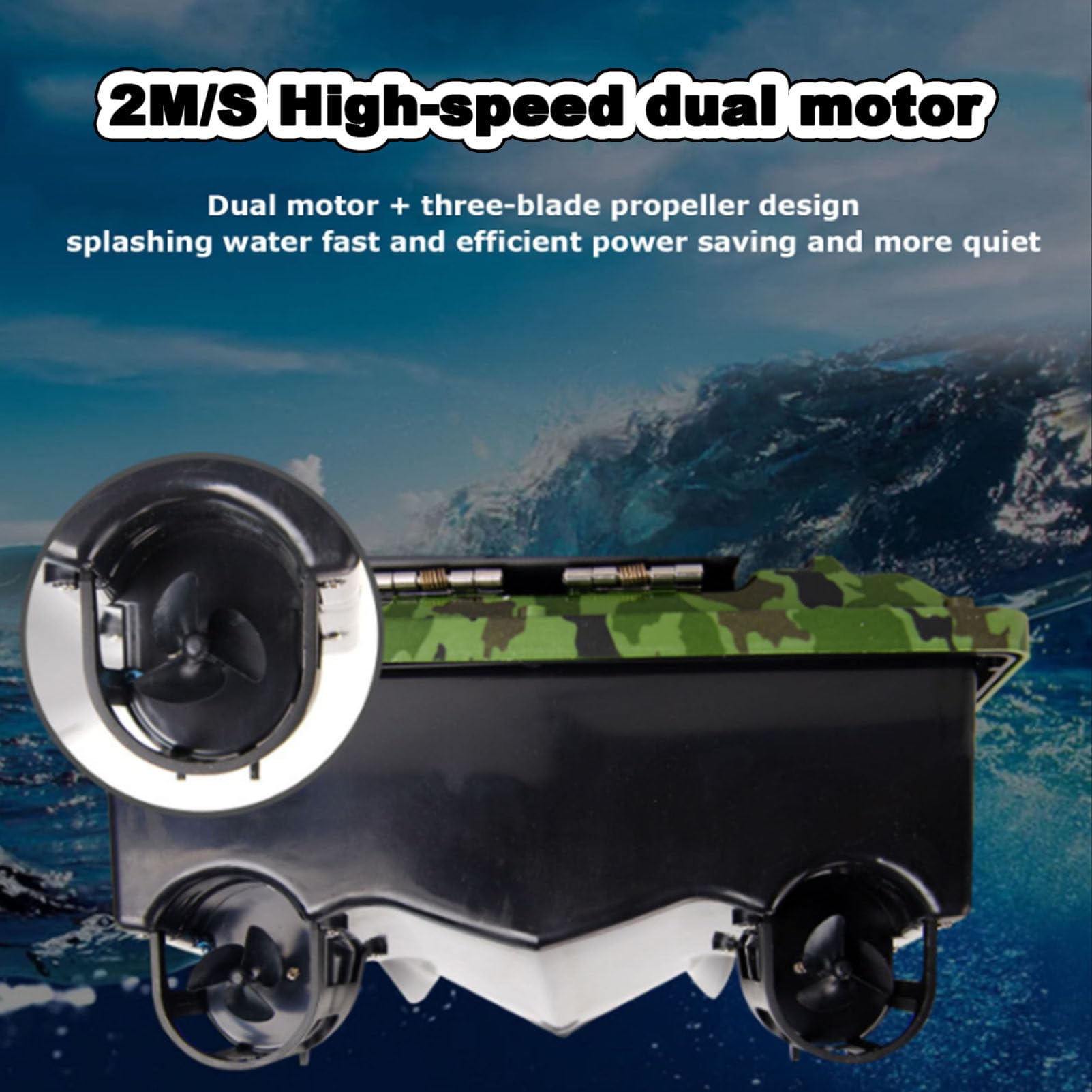 Barco de Cebo RC Inteligente, buscadores de Pescado de Botes de Pesca remota de Control Remoto de 500 m con Sensor de Sonar, luz Nocturna LED, Crucero automovilístico, Soporte de Carga de 2 kg
