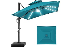 Best Choice Products Cantilever Patio Umbrella with Solar Lights