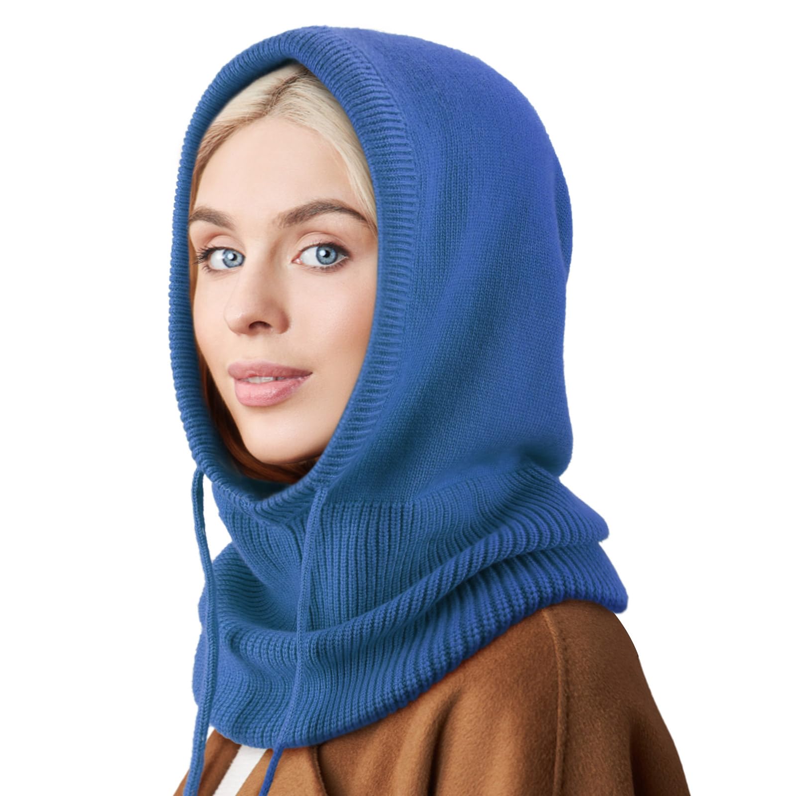 DRESHOW Cappelli Invernali per le Donna Balaclava Knit Beanie Skull Cap con Coulisse Caldo Cappuccio Sciarpa Cappello