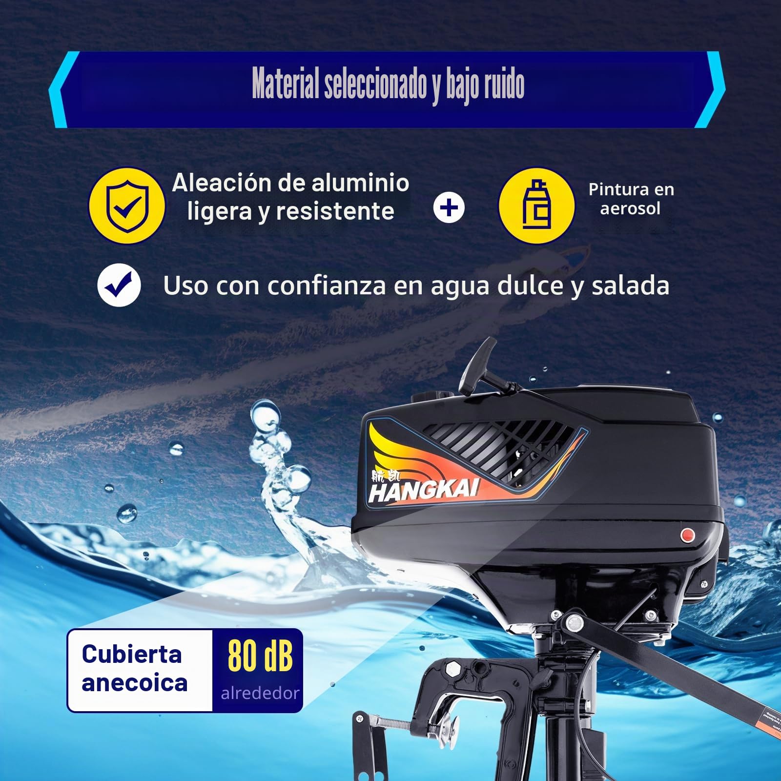 DIFU Motor fueraborda de 55 cc de 2 tiempos, 3,6 CV, motor fueraborda para barco inflable de pesca y pesca, motor de barco gasolina, refrigeración por agua+refrigeración por aire, encendido CDI