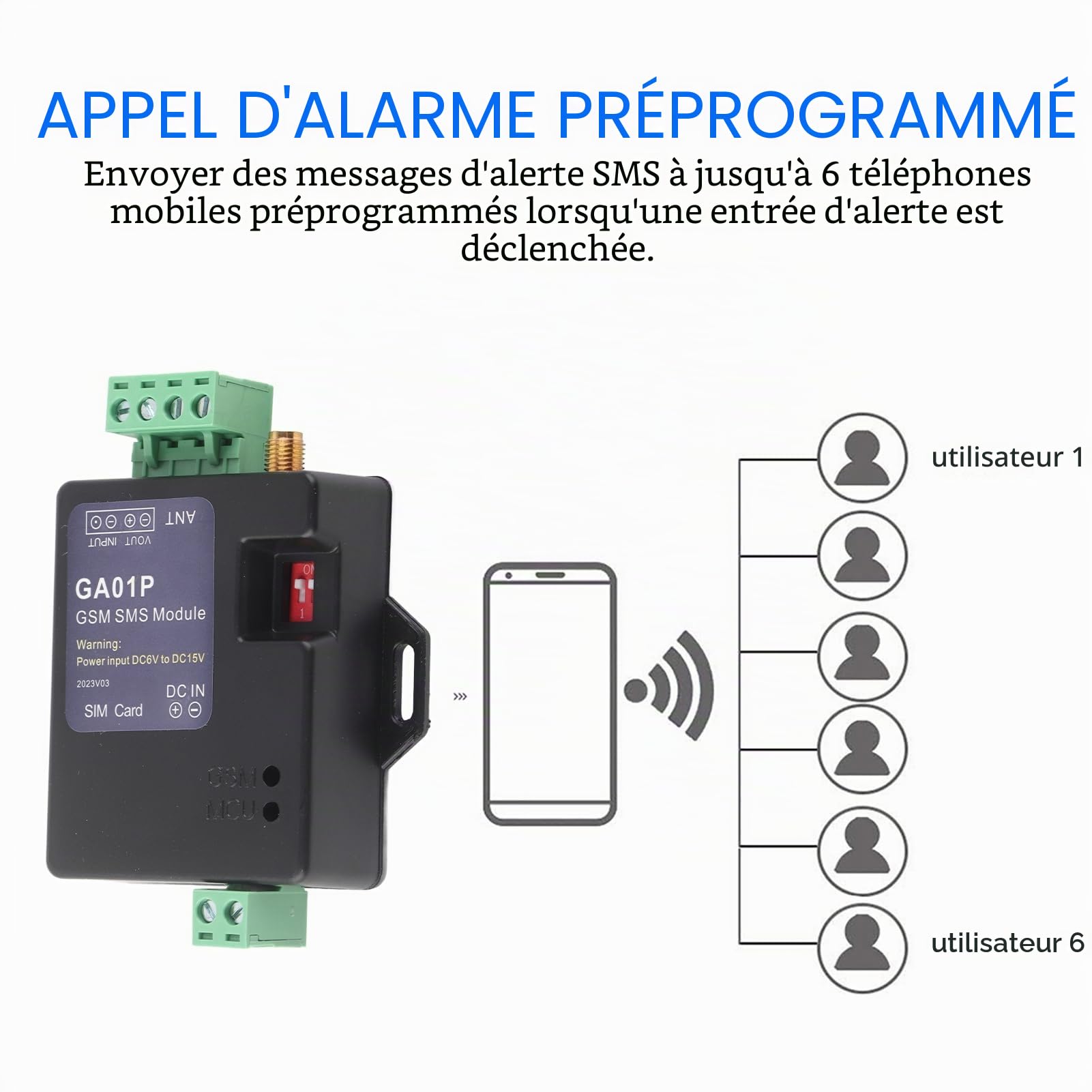 Mini Alerte de Panne de Courant à Distance Intelligente GSM, Alarme de Panne de Courant GSM GA01P, Système D'alarme GSM avec Interrupteur Magnétique et Capteur Infrarouge