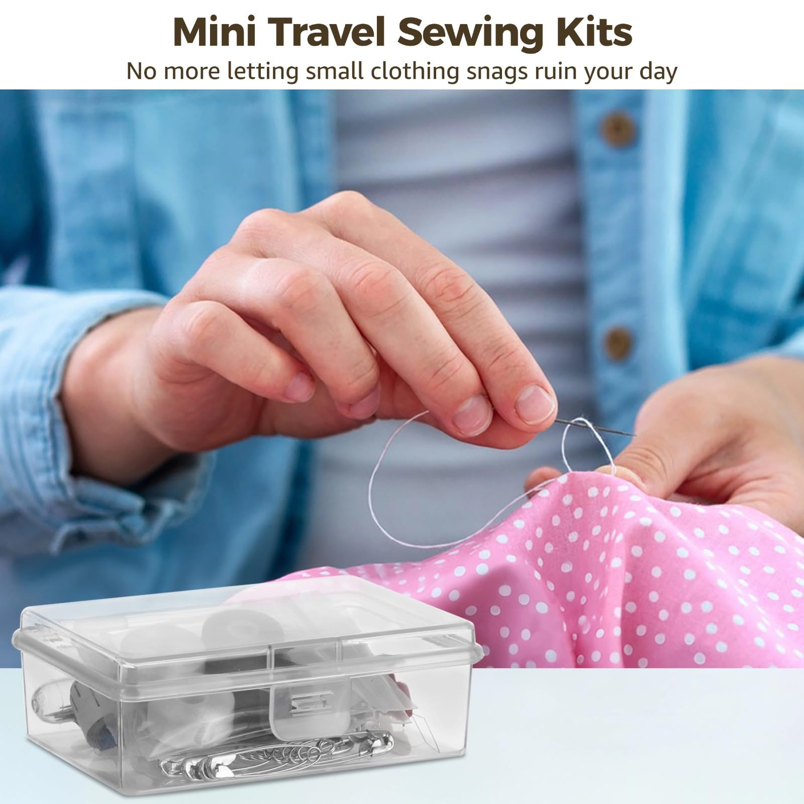 byepica 24 juegos de mini kits de costura para viajes, kit de emergencia de costura de 40 piezas, con funda transparente, idea de regalo