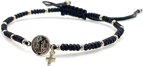 Miniatura 6 de Medalla San Benito Pulsera Ajustable Cuerda Roja San Benito