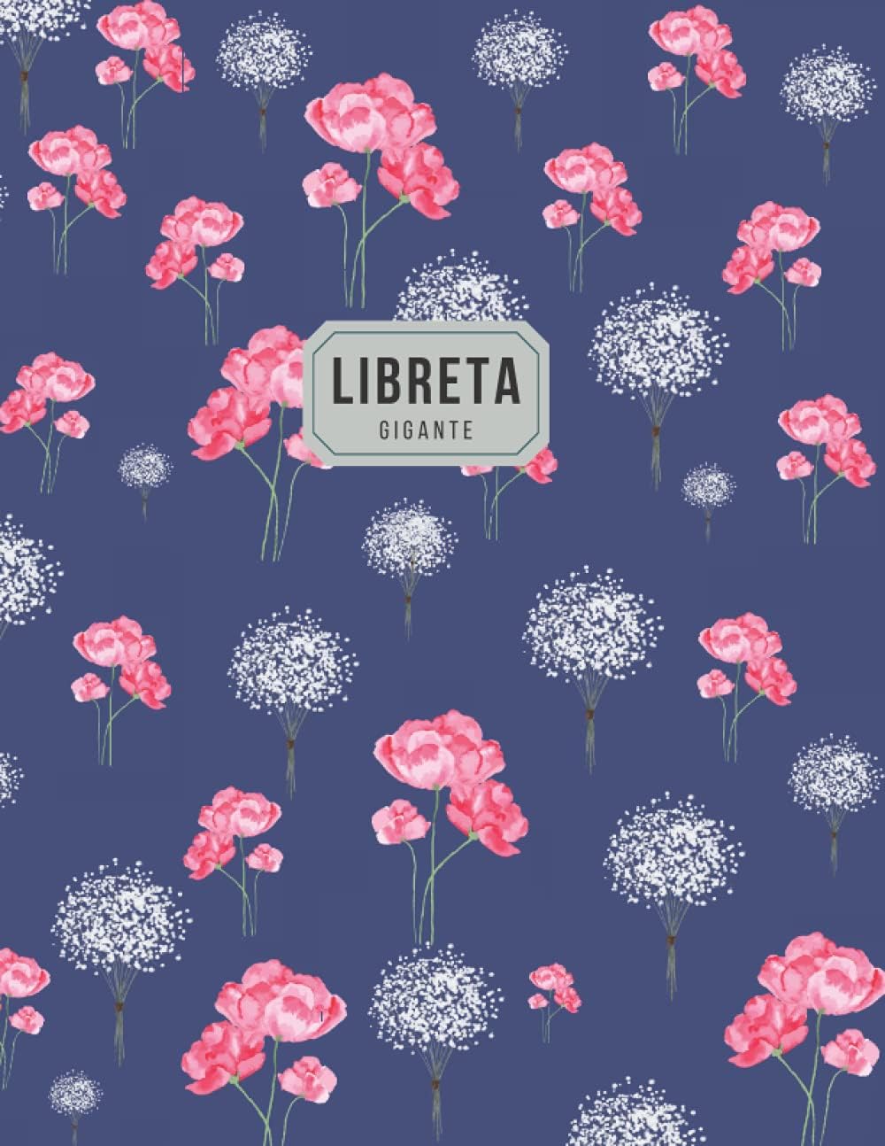 LIBRETA GIGANTE: Cuaderno de apuntes grueso a rayas / Diseño floral / 500 hojas doble cara / Tapa blanda mate A4