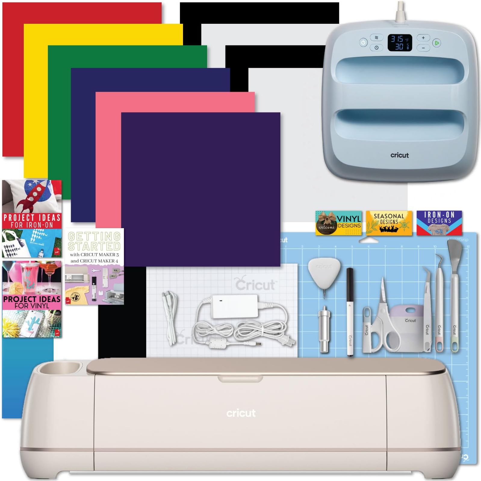 Cricut Maker 4 T-Shirt Making Bundle - Cutting Machine with EasyPress SE Heat Press, Vinyl & Iron-On Kit for Custom Apparel, Tote Bags & DIY Projects
