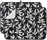 Vista 26 de Paquete de 2 tapetes de secado de platos para encimera de cocina, absorbentes, tapetes escurridor de platos de microfibra, almohadilla de secado