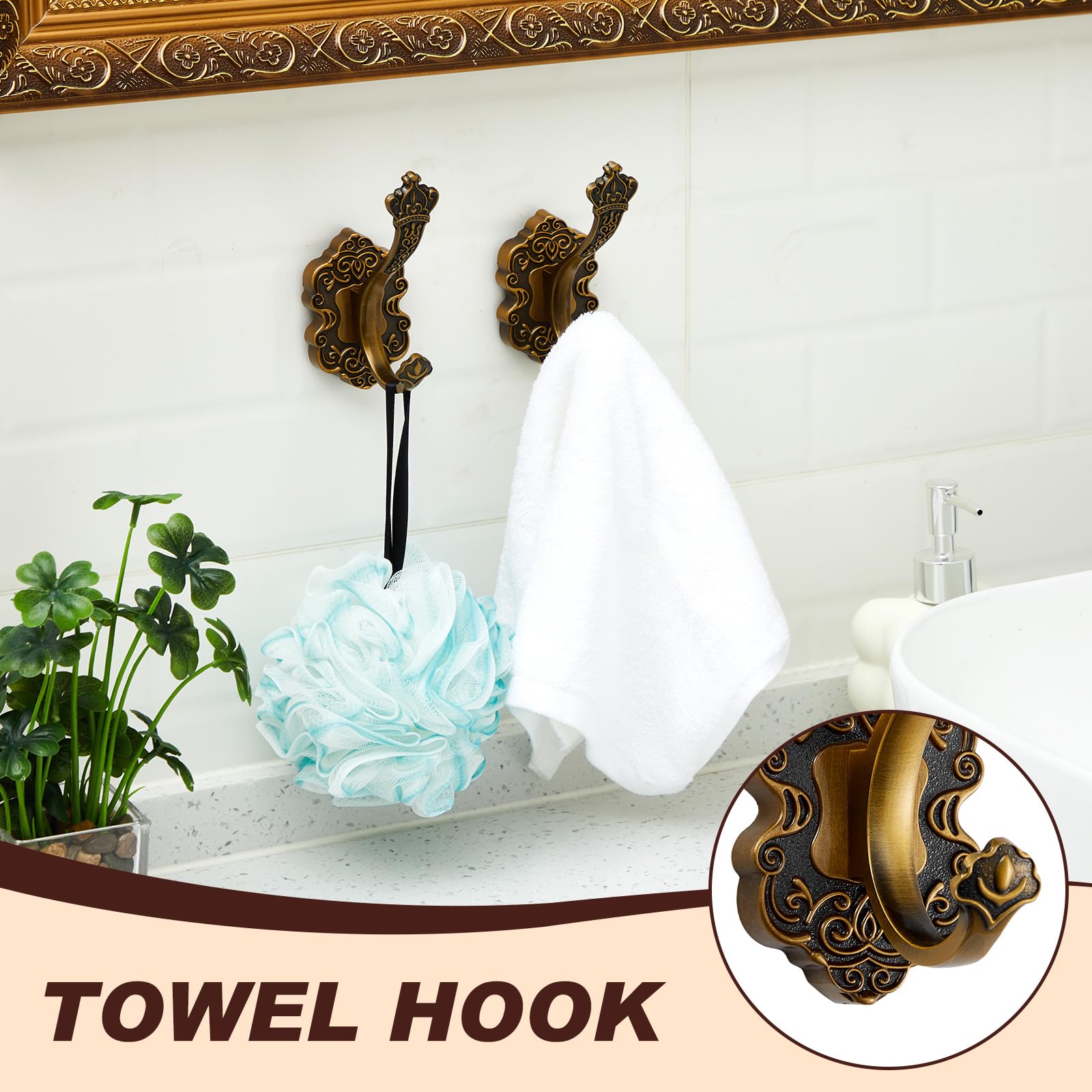 Zonon 5 Pieces Antique Brass Bathroom Hardware Accessories Set