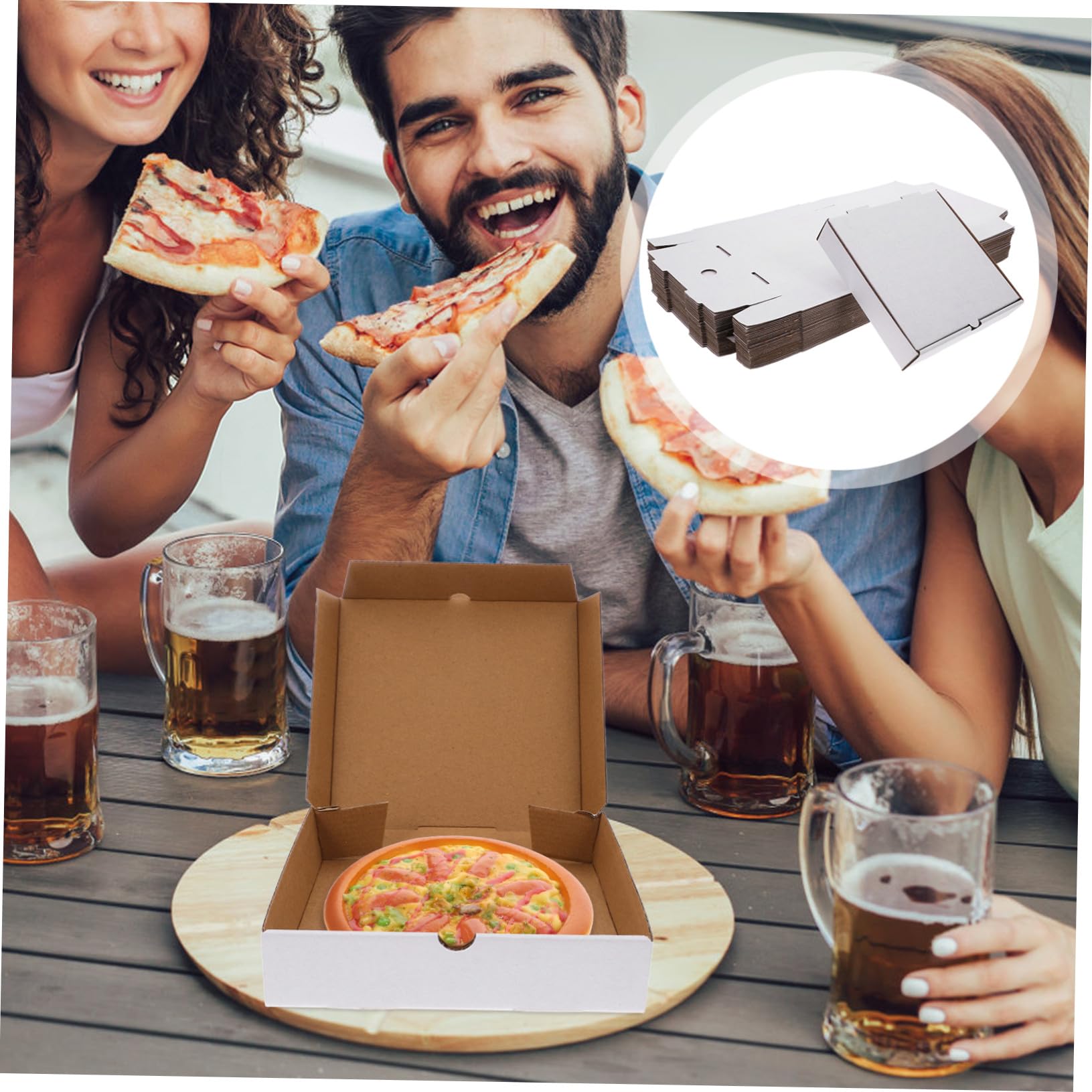 30 Szt. Szt Białych Falistych Pudełek Pizzę z Kraftowego Papieru Cali Wielokrotnego Użytku Wytrzymałe Opakowania Do Przechowywania i Transportu Pizzy Ciast Oraz Ciastek Utrzymujące