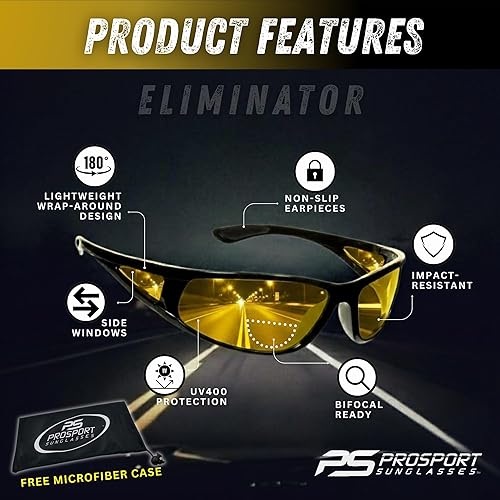 Miniatura 4 de proSPORT Bifocal Lector de Gafas de Sol Noche Yelow Bloqueador de Luz Azul Deporte Wrap Escudo Lateral
