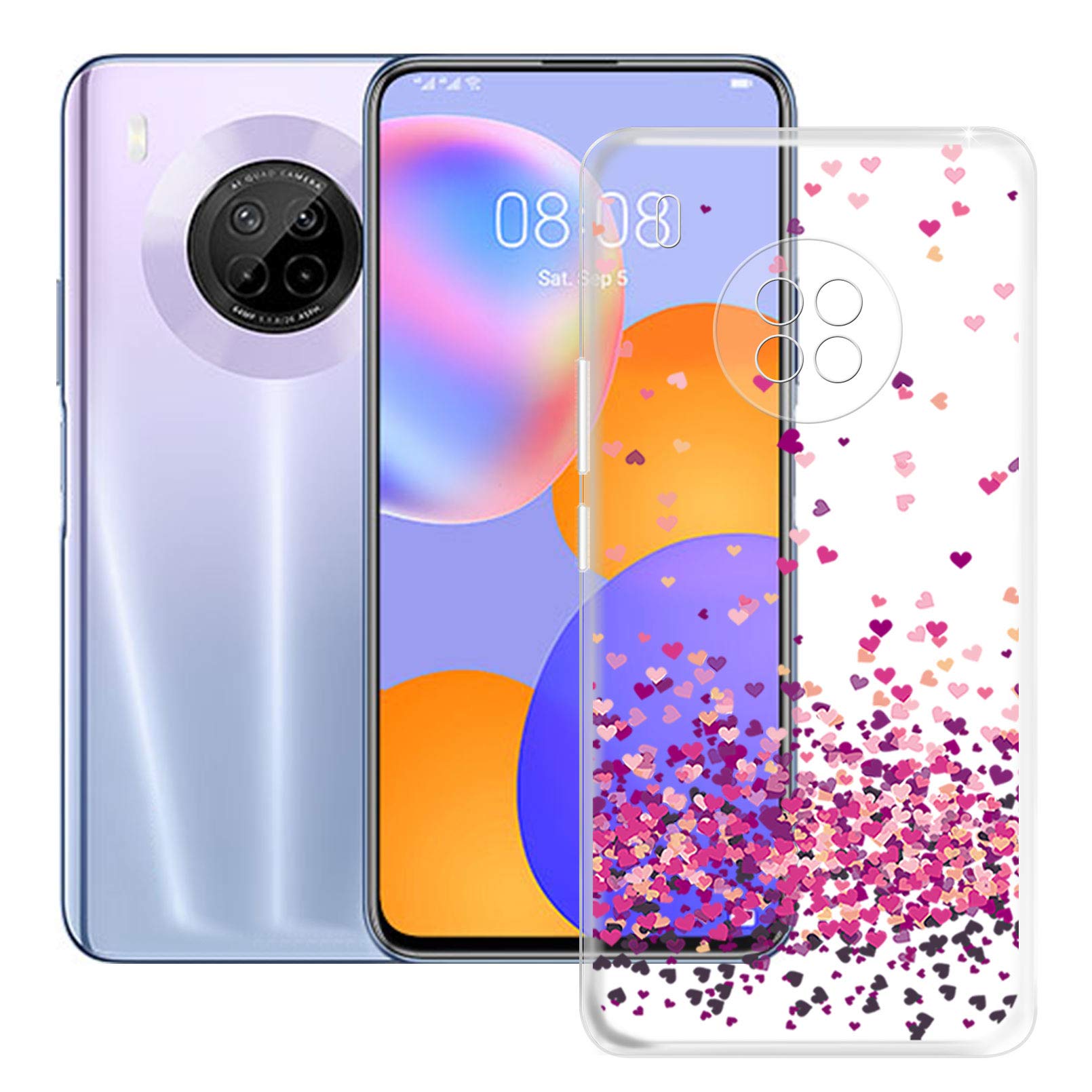 TingYR Cover per Huawei Y9a Custodia, Custodia Flip Traslucido