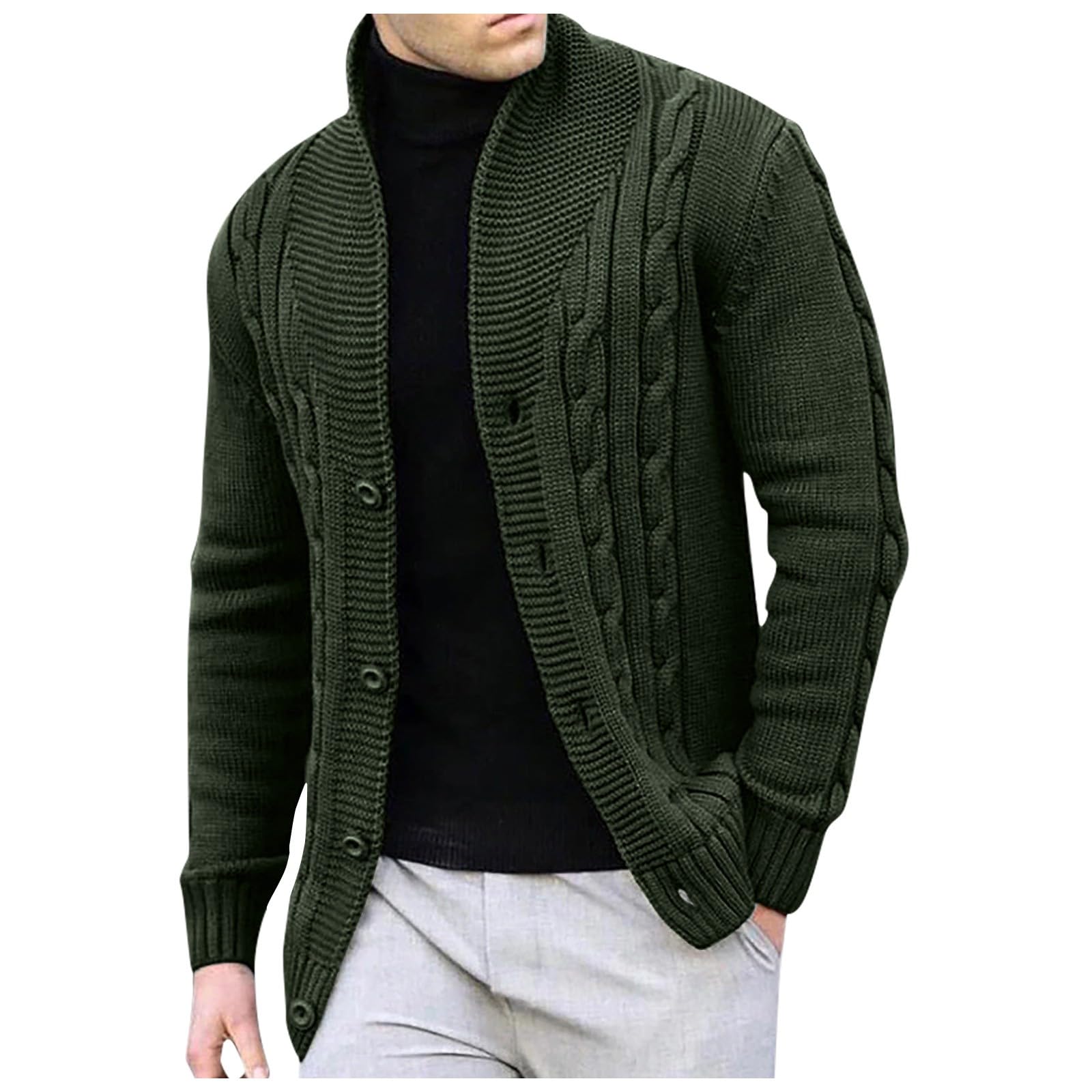 Genérico Cardigan Hombre Lana, Jersey Hombre Invierno con Cuello En V Manga Larga Suéter De Punto con Botones Elegante Ajustado Cárdigan Ligero con Bolsillos Suéter Otoño Invierno