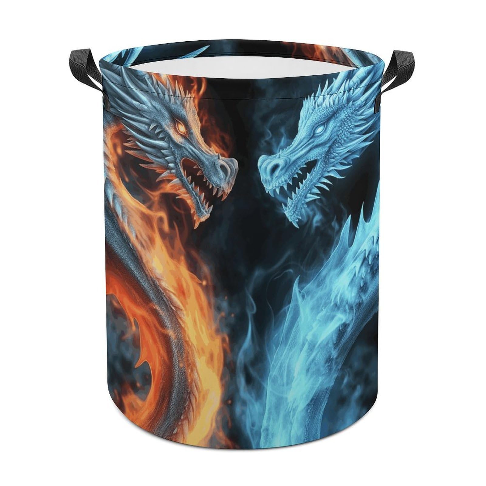 Ice And Fire Dragons Laundry Basket Large Foldable Laundry Hamper Waterproof Clothes Hamper with Handles Durable Dirty Clothes Storage Bucket for Bedroom Bathroom Laundry Room