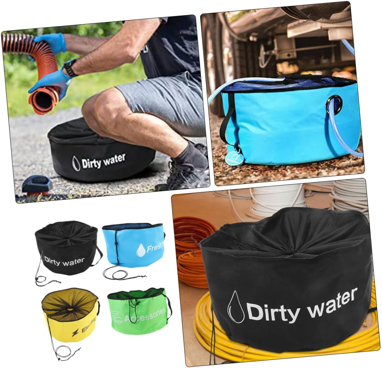 Sosoport 4pcs Rv Sewer Hose Storage Bag Travel Tote Bag for Garden Hose Rope Closure
