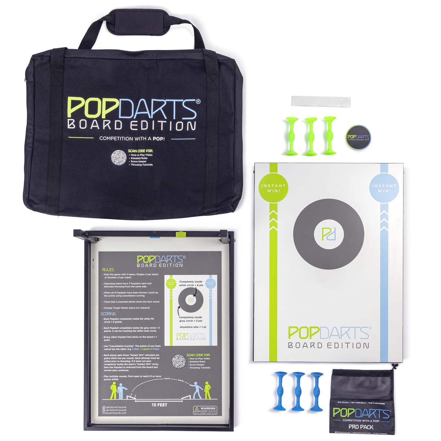 Popdarts Board Edition Set - Two Great Games in ONE - includes 2 Aluminum All-Weather Boards, Original Set, Premium Travel Case, & Built-in Score Keeper.