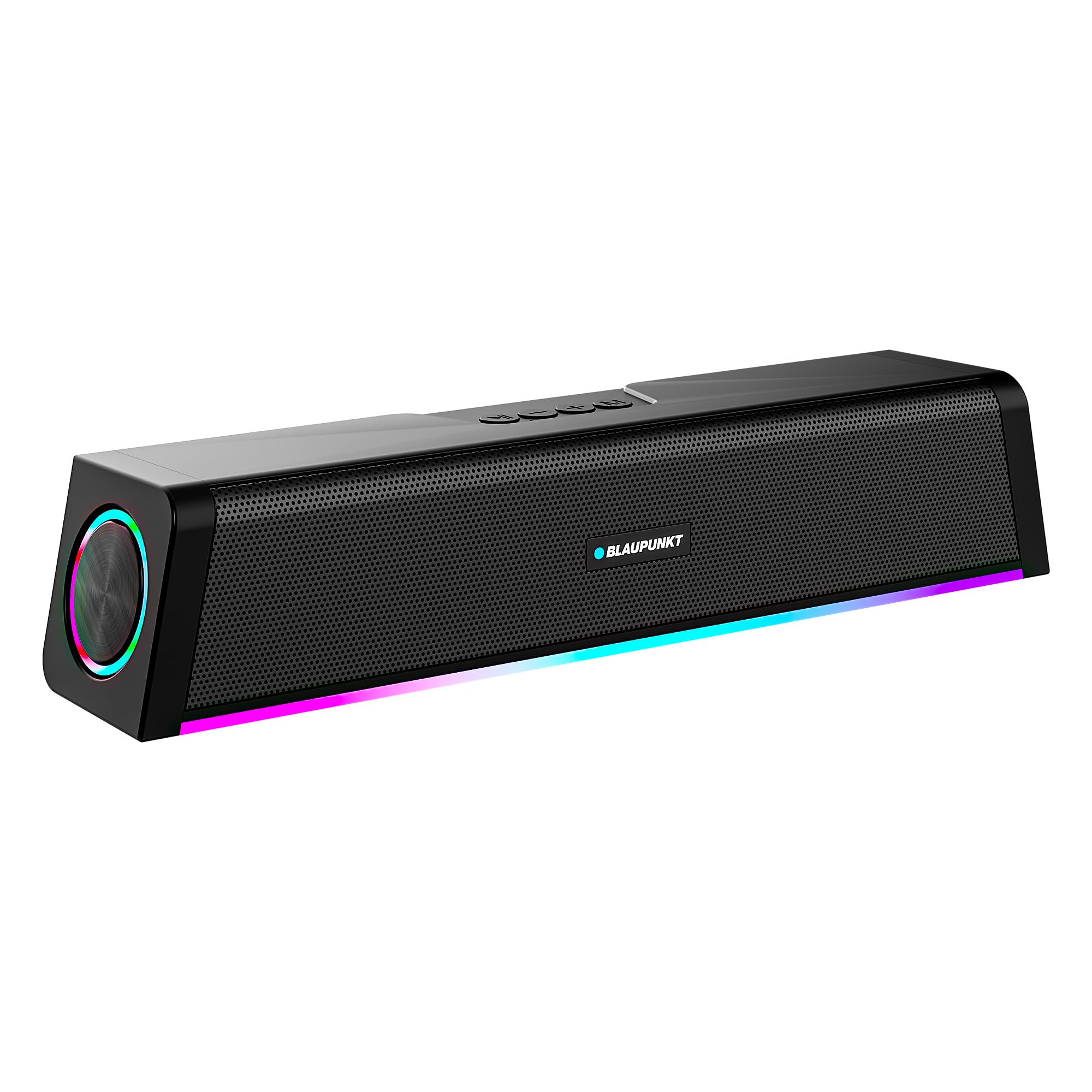 Blaupunkt SBA22 Pro 20W (2025 Launch) Portable Bluetooth Soundbar | Dual Drivers & Bass Radiators I Quartz Cut Shape Unique Design I Dual RGB Ring Lights | BT, USB, AUX, TWS | Built-in Mic for Calls-image-6