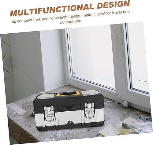 Miniatura 3 de Stainless Steel Lockable Toolbox Portable Capacity Organizer Case for Travel Outdoor Use Rugged Storage Box for Crafts Electricians and Jobsite Tools