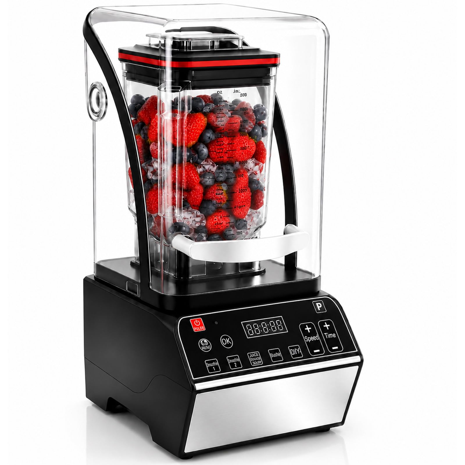 Profesjonalny Blender Komercyjny, Dzbanek 80 Oz, Silnik Miedziany | Szybki i Mocny System Ostrzy Obrabia Lód i Mrożone Owoce, a Osłona oraz Sterowanie DIY Pomagają Uzyskać Powtarzalne Rezultaty