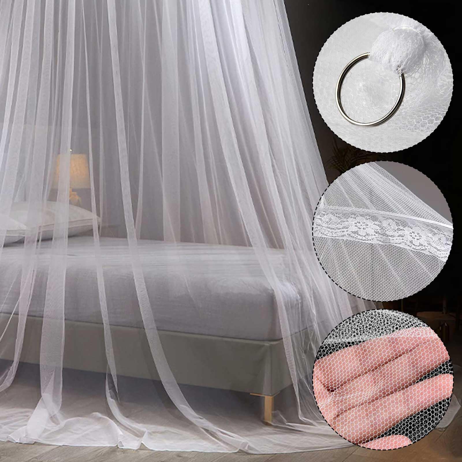CINGHIA Moustiquaire Dome Baldaquin Blanc Double Grand Filet Tente 60x250x1100cm