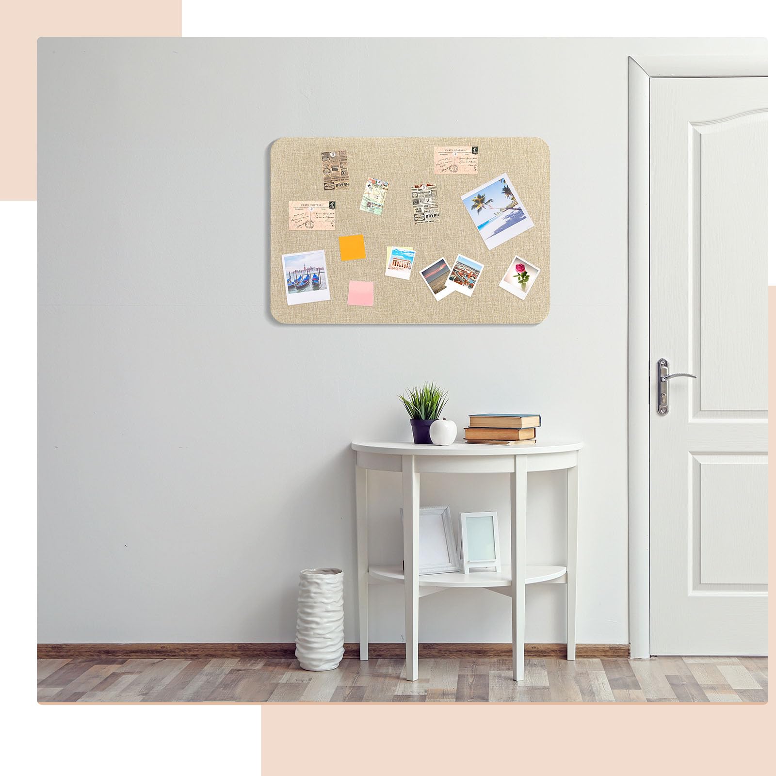 Hahafelt Pinnwand aus Leinenstoff für Wände, rahmenlose Pinnwand, Notiz-Erinnerungstafel für Bürowände, Zuhause, Küche, einfach zu installieren (Braun, 61 x 45,7 cm)