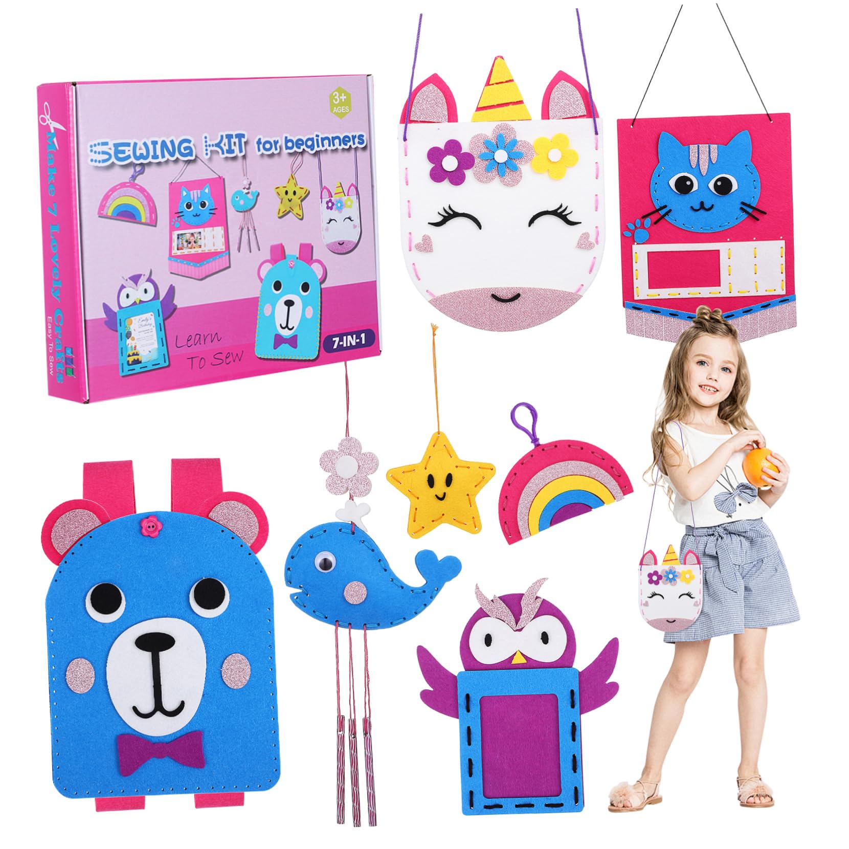 DECORNIJIA Kit Manualidades Costura Fieltro para Proyectos de Bolsos y Figuras DIY Diseño Único y Textura Resistente para Principiantes