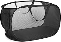 Vista 25 de Cestas de lavandería plegables duraderas, cesta de lavandería desplegable de malla con bolsillo lateral, cesta de ropa plegable con asas