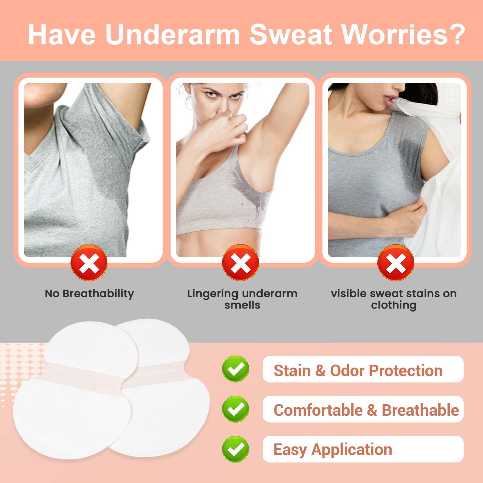80 Piezas Almohadilla De Axila Autoadhesiva, Almohadillas Sudor Axilas, Desechables Almohadillas Protectoras Para El Sudor, AbsorcióN Y Reducir Olor, Para Mujeres Y Hombres