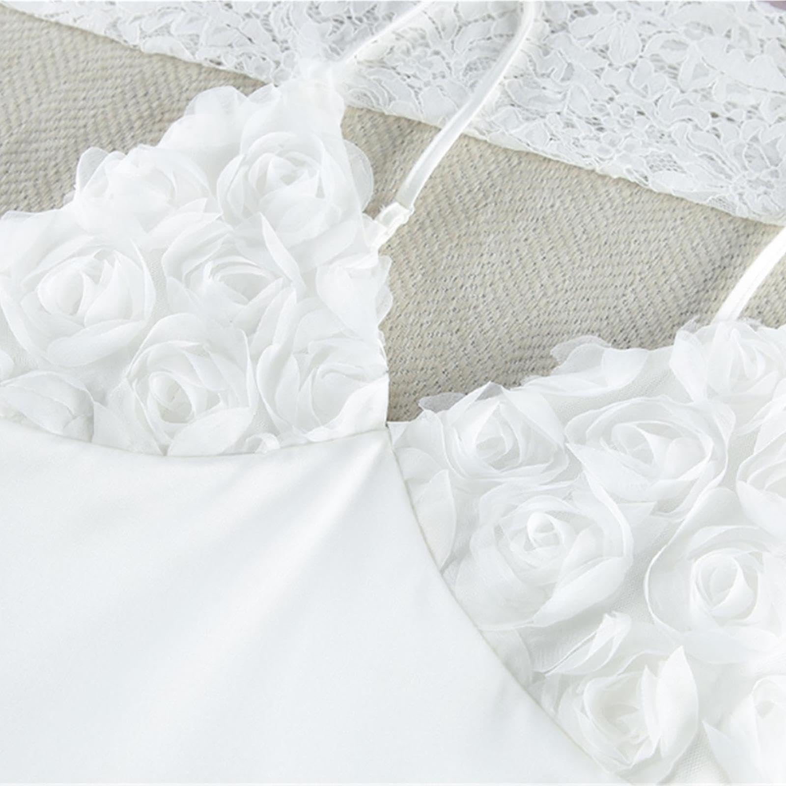 Set di indumenti da notte in raso da donna 2 pezzi floreale 3D
