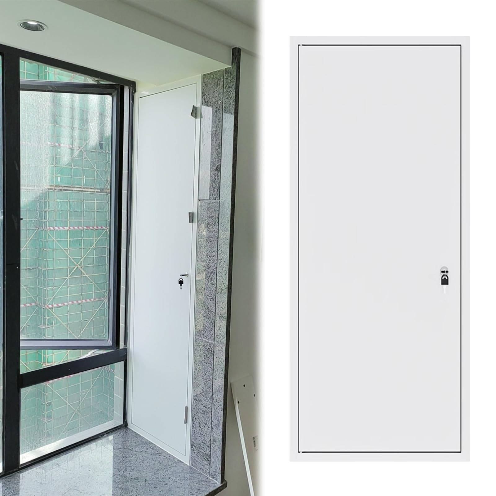 Aluminium Recessed Access Panel - Locking Inspection Hatch(White,20x34inch)