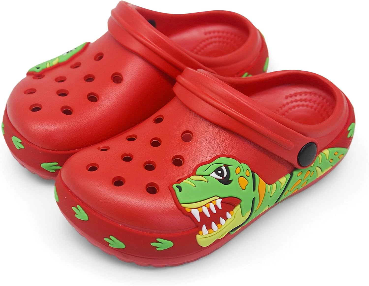 FolHaoth Boys Girls Toddler Clogs Little Kids Slip on Slides Slippers Cute Cartoon Dinosaur Tyrannosaurus rex Pattern Garden Shoes Summer Indoor Outdoor Beach Pool Water Sandals 9 Toddler Red image 5 of 6 B0GL83TDQN