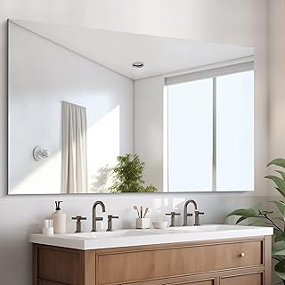 Frameless Mirror, 60x36 Large Bathroom Mirrors for Wall, Upgraded Shatte...