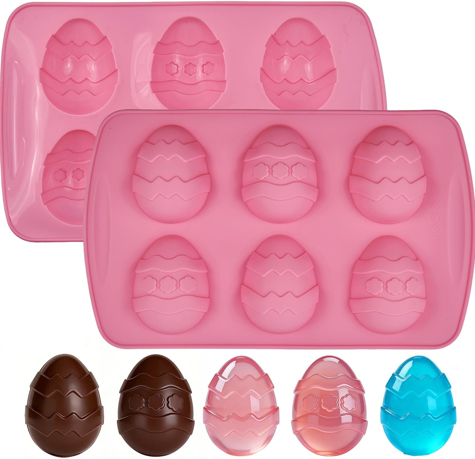 Easter Egg Silicone Molds, 2 Pack Egg Shaped Silicone Molds for Baking, Easter Chocolate Candy Molds, Jello Mould Ice Cube Trays for Jelly Chocolate Jello Making Resin Expoxy