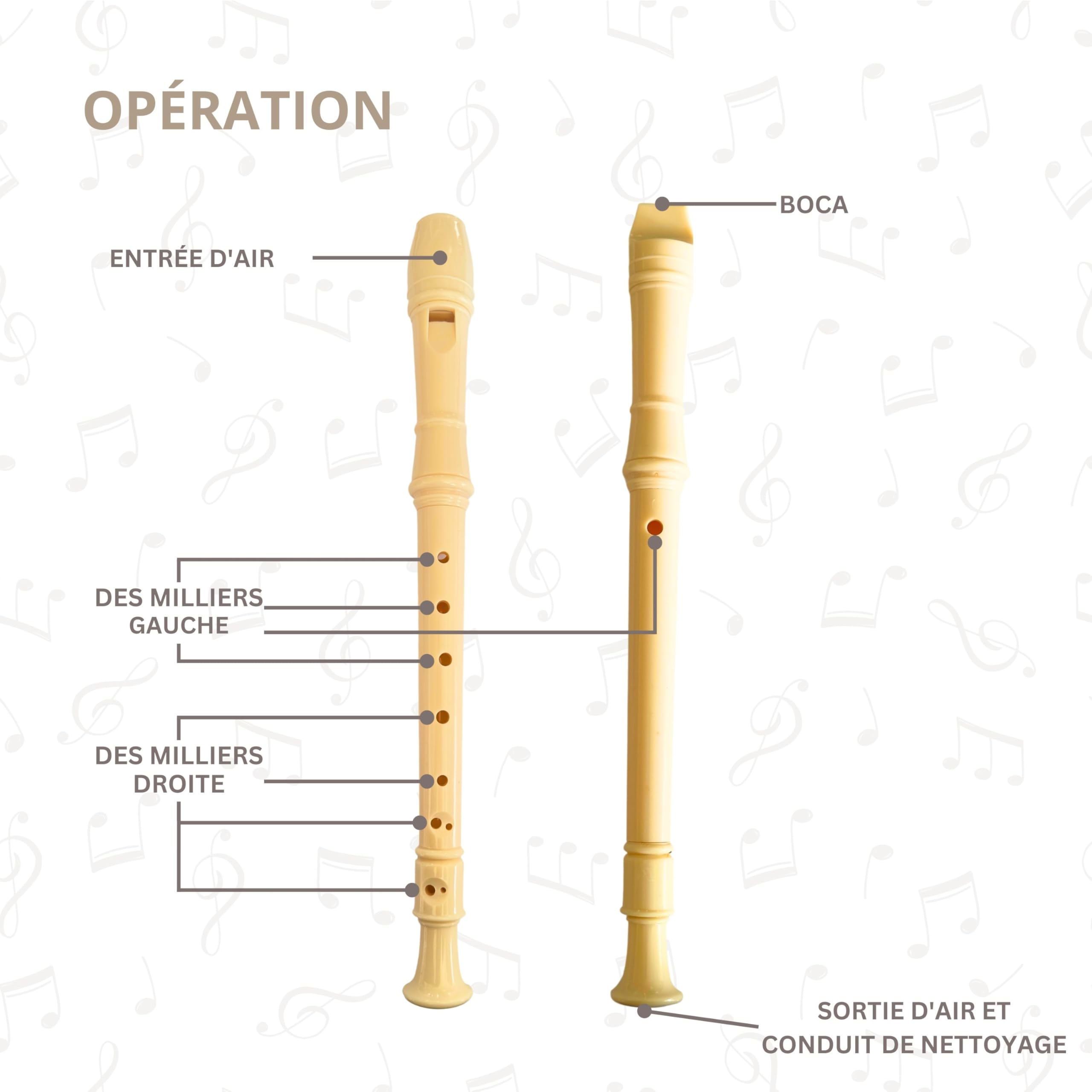 Soprano Recorder Pack with School Flute Cleaner, Finger Board and Case School Flute Case - Image 3