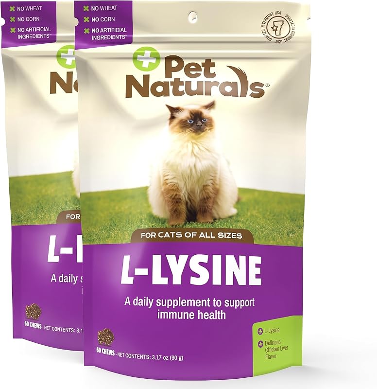 Suplemento de L-Lisina para Gatos Pet Naturals Sabor Frango, 120 Mastigáveis de 250 mg