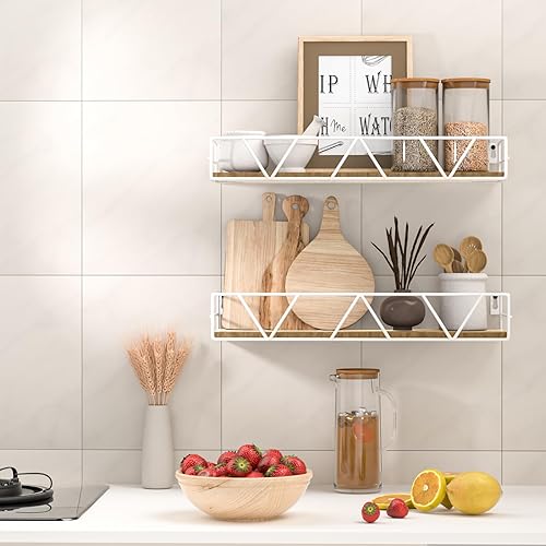 Miniatura 4 de Juego de 3 estantes flotantes, estante de pared de madera para el hogar, estante de granja para dormitorio, estante flotante montado en la pared